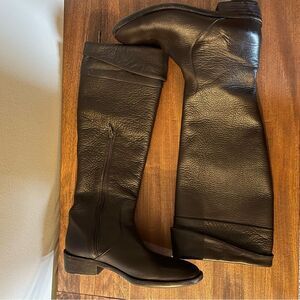 Max Mara Rich Brown Pebbled Leather Riding Boots Sz 38 8 Equestrian Street Style